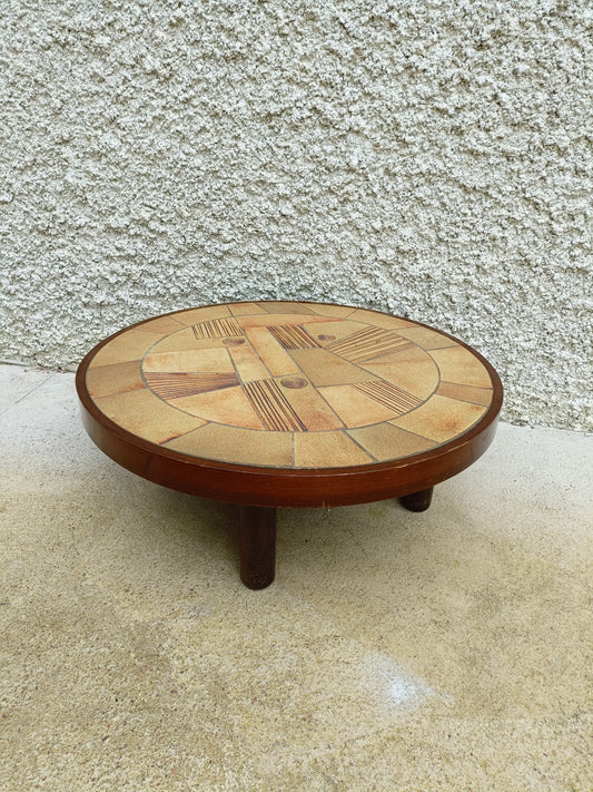 Table basse ronde céramique 1960s